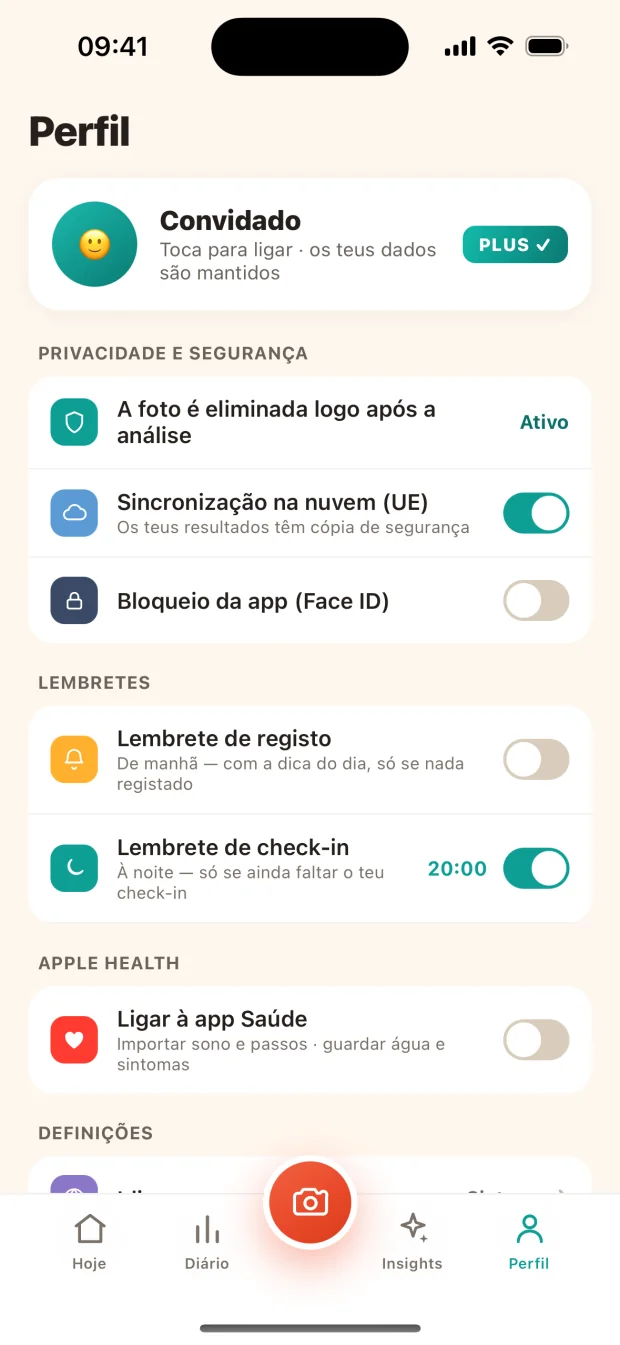 Ligação a Apple Health no perfil do Mr. Toots